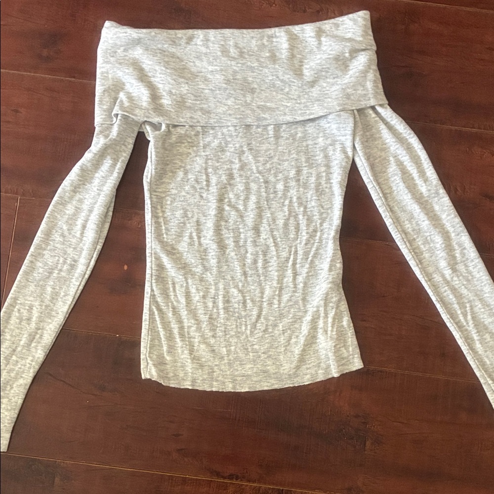 Aritzia Babaton Streamline Gray Long Sleeve off the shoulder top